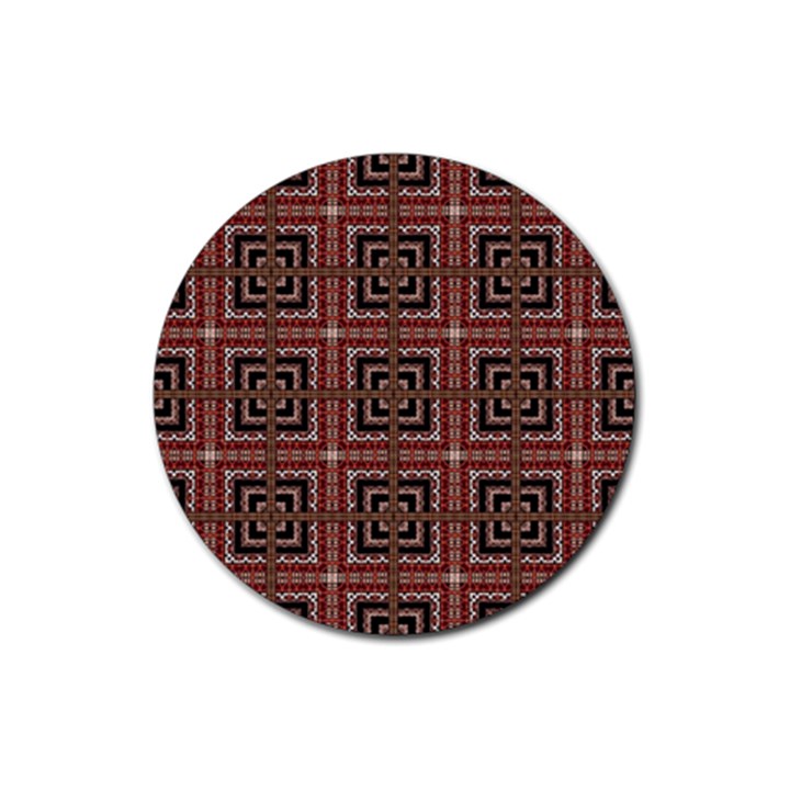 Check Ornate Pattern Rubber Coaster (Round) 