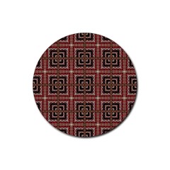 Check Ornate Pattern Rubber Round Coaster (4 Pack)  by dflcprints