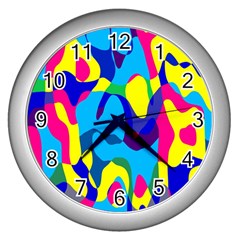 Colorful chaos			Wall Clock (Silver)