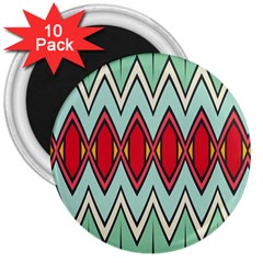 Rhombus And Chevrons Pattern			3  Magnet (10 Pack) by LalyLauraFLM