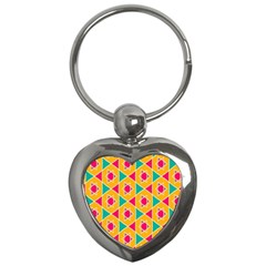 Colorful Stars Pattern			key Chain (heart) by LalyLauraFLM