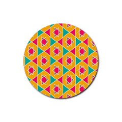 Colorful Stars Pattern			rubber Coaster (round) by LalyLauraFLM