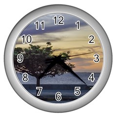 Sunset Scene At Boardwalk In Montevideo Uruguay Wall Clocks (silver)  by dflcprints