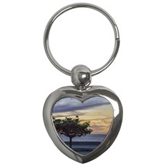 Sunset Scene At Boardwalk In Montevideo Uruguay Key Chains (heart)  by dflcprints