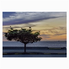 Sunset Scene At Boardwalk In Montevideo Uruguay Large Glasses Cloth (2-side) by dflcprints