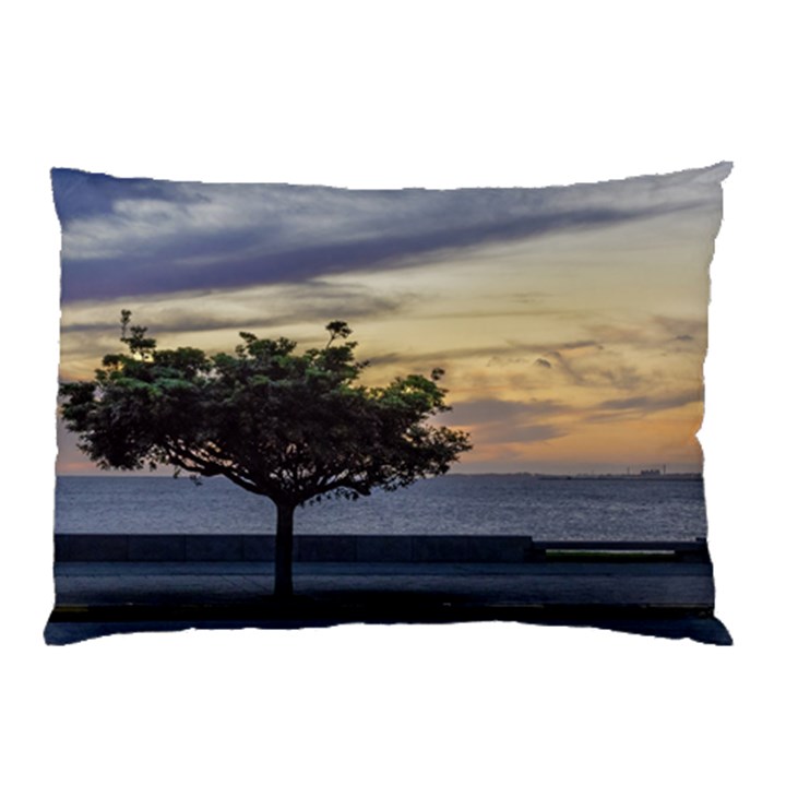 Sunset Scene at Boardwalk in Montevideo Uruguay Pillow Cases