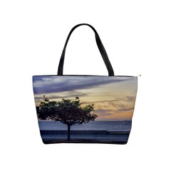 Sunset Scene At Boardwalk In Montevideo Uruguay Shoulder Handbags by dflcprints