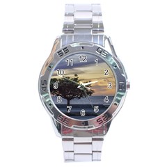 Sunset Scene At Boardwalk In Montevideo Uruguay Stainless Steel Men s Watch by dflcprints