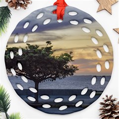 Sunset Scene At Boardwalk In Montevideo Uruguay Round Filigree Ornament (2side) by dflcprints