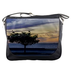 Sunset Scene At Boardwalk In Montevideo Uruguay Messenger Bags by dflcprints