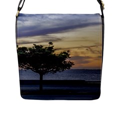 Sunset Scene At Boardwalk In Montevideo Uruguay Flap Messenger Bag (l)  by dflcprints