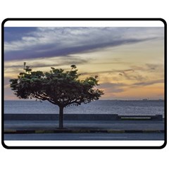 Sunset Scene At Boardwalk In Montevideo Uruguay Double Sided Fleece Blanket (medium)  by dflcprints