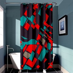 Red Blue Pieces	shower Curtain 36  X 72  by LalyLauraFLM