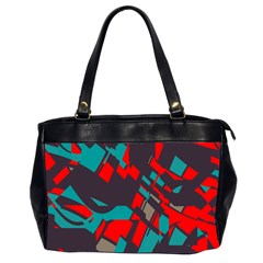 Red Blue Pieces Oversize Office Handbag (2 Sides) by LalyLauraFLM