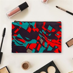 Red Blue Pieces Cosmetic Bag by LalyLauraFLM