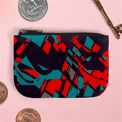 Red Blue Pieces 	mini Coin Purse by LalyLauraFLM