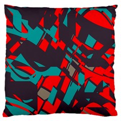 Red Blue Pieces 	large Flano Cushion Case (two Sides) by LalyLauraFLM