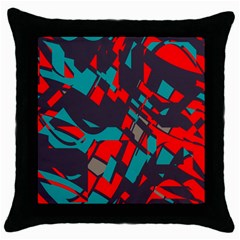 Red Blue Pieces			throw Pillow Case (black) by LalyLauraFLM