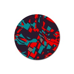 Red Blue Pieces			rubber Round Coaster (4 Pack) by LalyLauraFLM