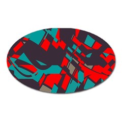 Red Blue Pieces			magnet (oval) by LalyLauraFLM