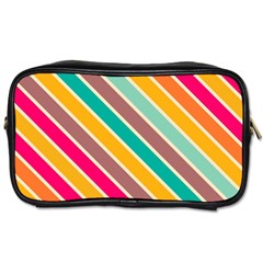 Colorful Diagonal Stripes Toiletries Bag (two Sides) by LalyLauraFLM