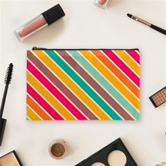 Colorful Diagonal Stripes Cosmetic Bag by LalyLauraFLM