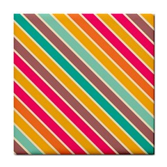 Colorful Diagonal Stripes			tile Coaster by LalyLauraFLM