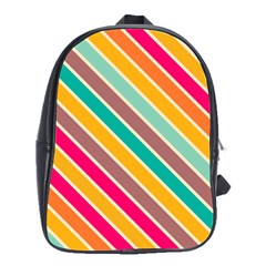 Colorful Diagonal Stripes			school Bag (large) by LalyLauraFLM