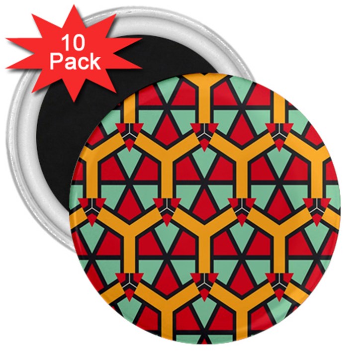 Honeycombs triangles and other shapes pattern			3  Magnet (10 pack)