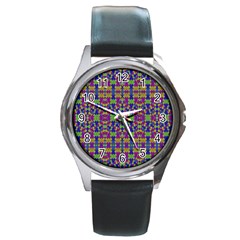 Ethnic Modern Geometric Pattern Round Metal Watches by dflcprints