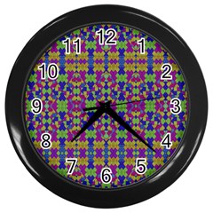 Ethnic Modern Geometric Pattern Wall Clocks (black) by dflcprints