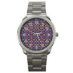 Ethnic Modern Geometric Pattern Sport Metal Watches by dflcprints