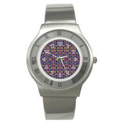 Ethnic Modern Geometric Pattern Stainless Steel Watches by dflcprints