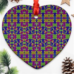 Ethnic Modern Geometric Pattern Heart Ornament (2 Sides) by dflcprints