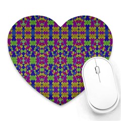 Ethnic Modern Geometric Pattern Heart Mousepads by dflcprints