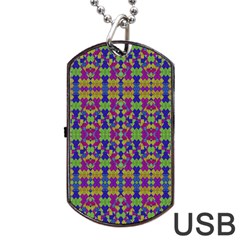 Ethnic Modern Geometric Pattern Dog Tag Usb Flash (one Side) by dflcprints