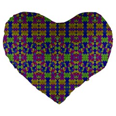 Ethnic Modern Geometric Pattern Large 19  Premium Heart Shape Cushions by dflcprints