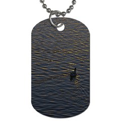 Lonely Duck Swimming At Lake At Sunset Time Dog Tag (two Sides) by dflcprints