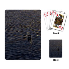 Lonely Duck Swimming At Lake At Sunset Time Playing Card by dflcprints