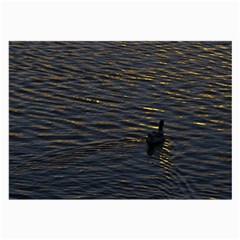 Lonely Duck Swimming At Lake At Sunset Time Large Glasses Cloth by dflcprints