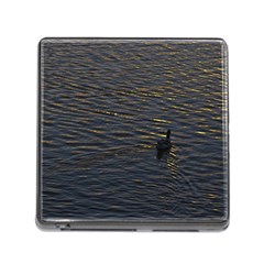 Lonely Duck Swimming At Lake At Sunset Time Memory Card Reader (square) by dflcprints