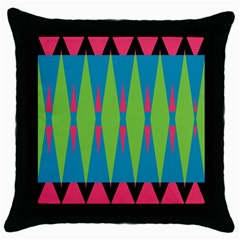 Connected Rhombus			throw Pillow Case (black) by LalyLauraFLM