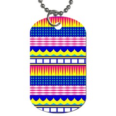 Rectangles Waves And Circles			dog Tag (one Side) by LalyLauraFLM