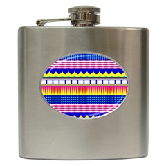 Rectangles Waves And Circles			hip Flask (6 Oz) by LalyLauraFLM