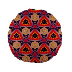 Triangles Honeycombs And Other Shapes Pattern 	standard 15  Premium Flano Round Cushion by LalyLauraFLM