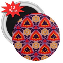 Triangles Honeycombs And Other Shapes Pattern			3  Magnet (10 Pack) by LalyLauraFLM