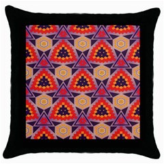 Triangles Honeycombs And Other Shapes Pattern			throw Pillow Case (black) by LalyLauraFLM