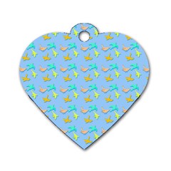 Birds Pattern2 Dog Tag Heart (one Side) by LovelyDesigns4U