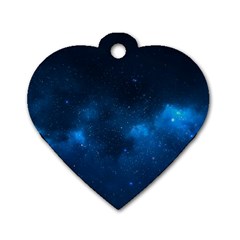 Starry Space Dog Tag Heart (one Side)