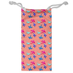 Birds Pattern On Pink Background Jewelry Bags by LovelyDesigns4U